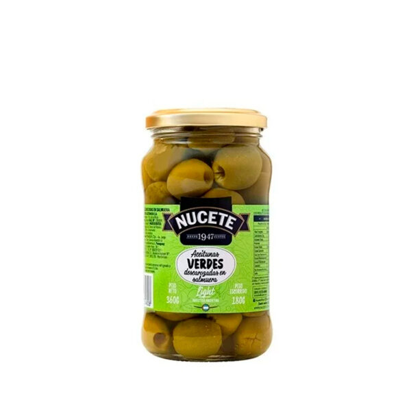 Aceitunas Nucete Ligth verde descarozada frasco X 180 G