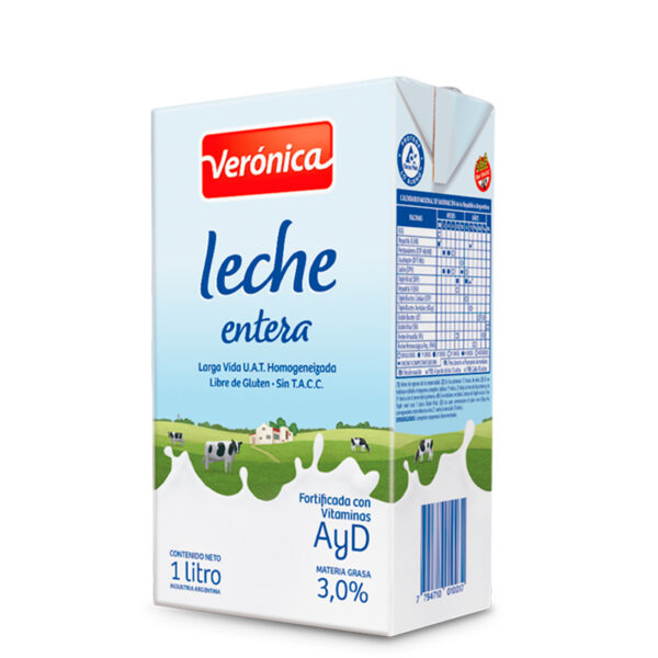 Leche larga vida Veronica entera por 1 lt