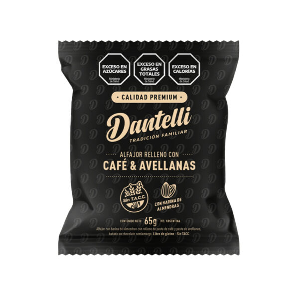Alfajor SIN TACC Dantelli Avellanas con cafe X 65 GR
