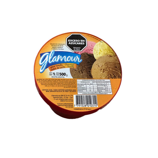 Glamour Ice cream Choco. - DDL - Vain - Frut. x 500 GR