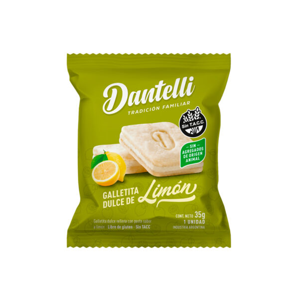 Galletitas SIN TACC Dantelli Con musse de limon 12 X 35 GR