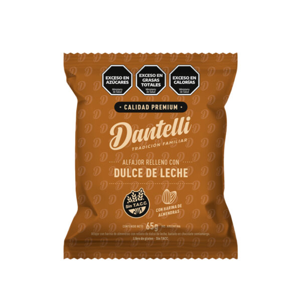 Alfajor SIN TACC Dantelli Dulce de leche premium X 65 GR